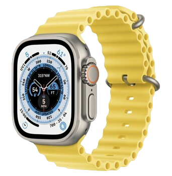 AppleWatch Ultra GPS + Cellular 49mm Titanium Case with Yellow Ocean Band