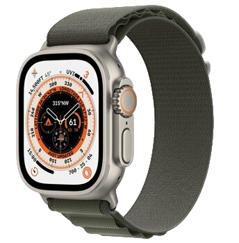 AppleWatch Ultra GPS + Cellular 49mm Titanium Case with Green Alpine Loop