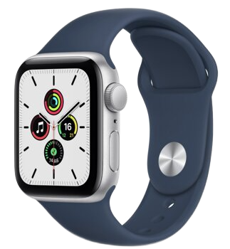 Apple Watch SE 2021 GPS 44mm Silver Aluminum Case with Sport Band Blue Sand