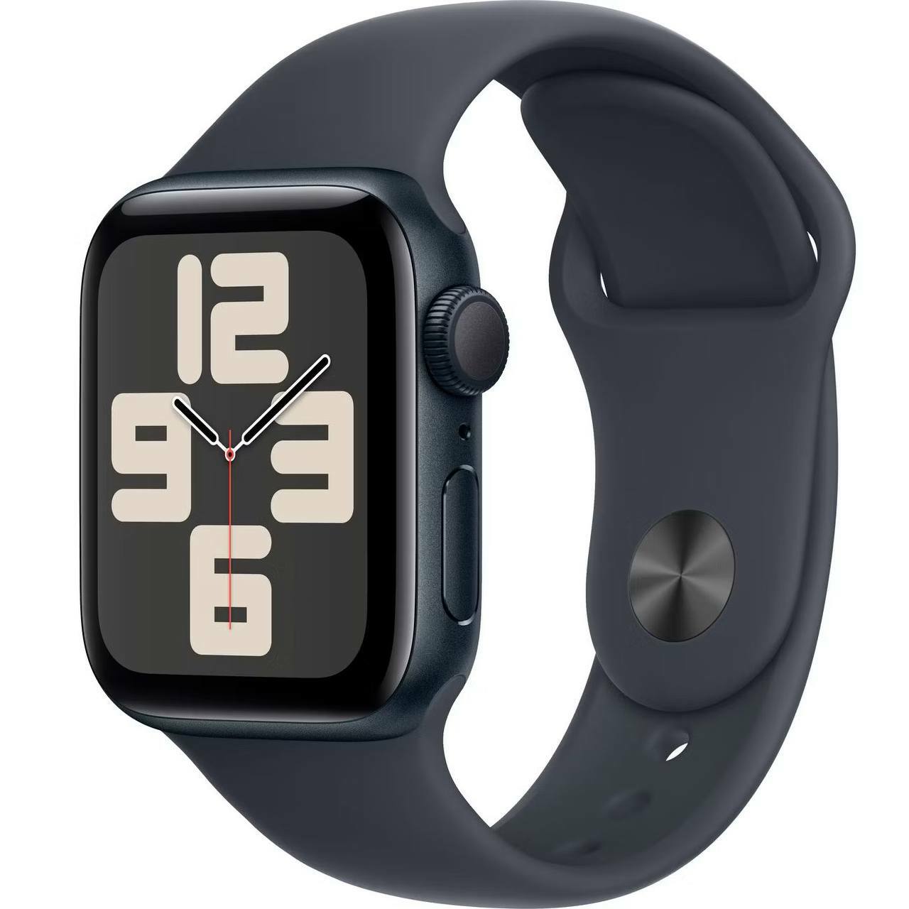 Apple Watch SE, 40 мм, корпус из алюминия цвета "серый космос", спортивный ремешок цвета "тёмная ночь"
