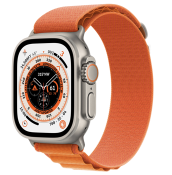 AppleWatch Ultra GPS + Cellular 49mm Titanium Case with Orange Alpine Loop